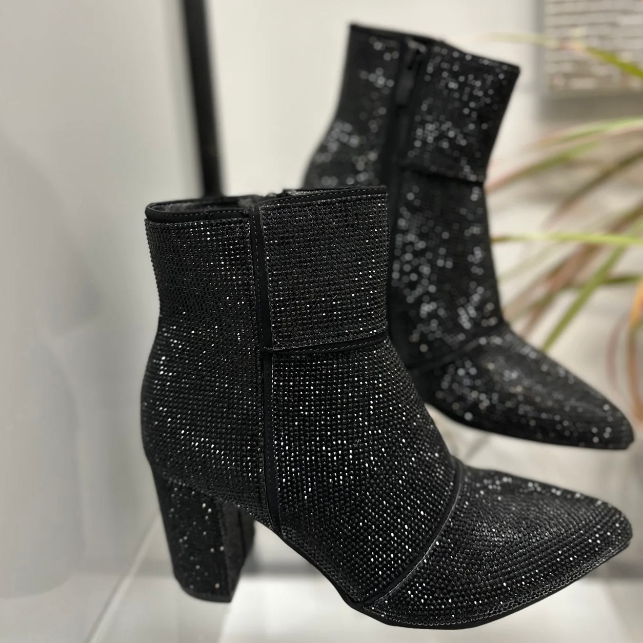 Iceberg Rhinestone Chunky High Heel Boot