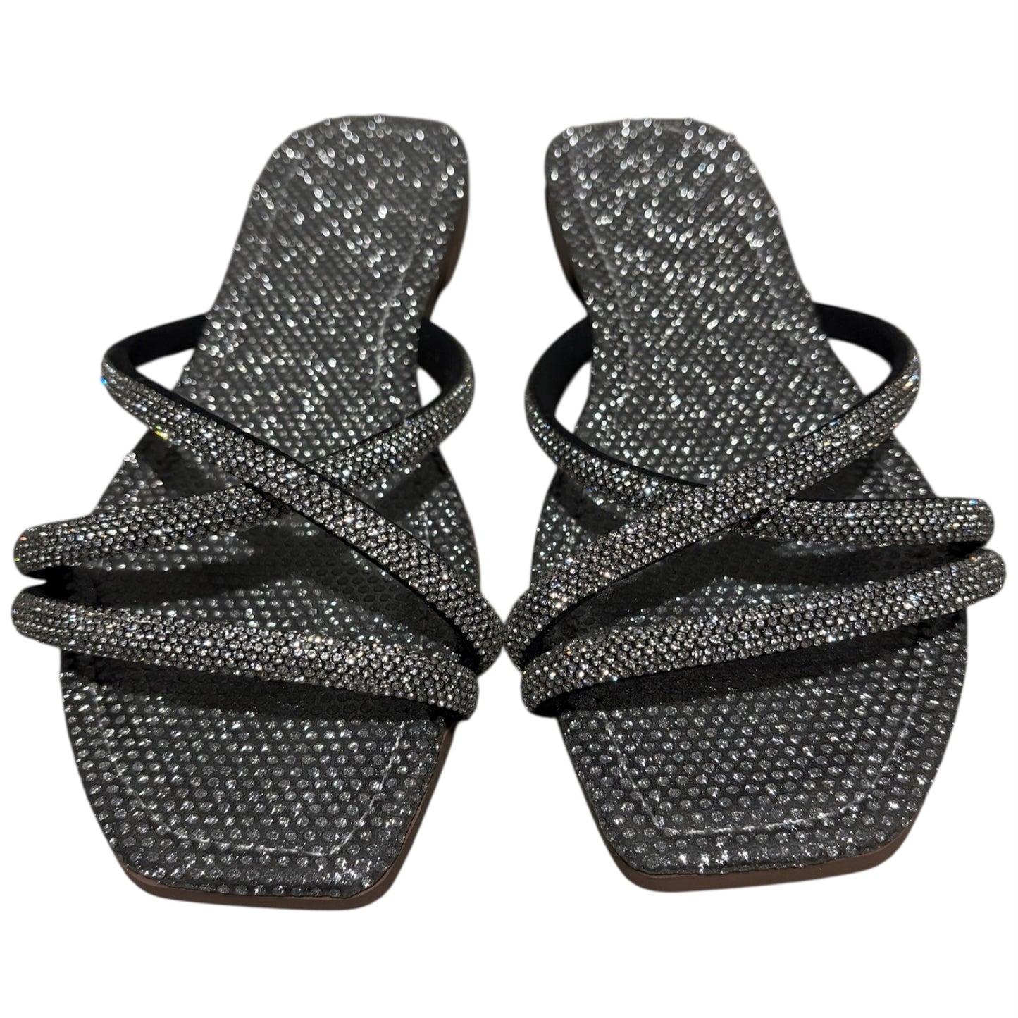 "Black Ice"- Shimmer Strap Sandals