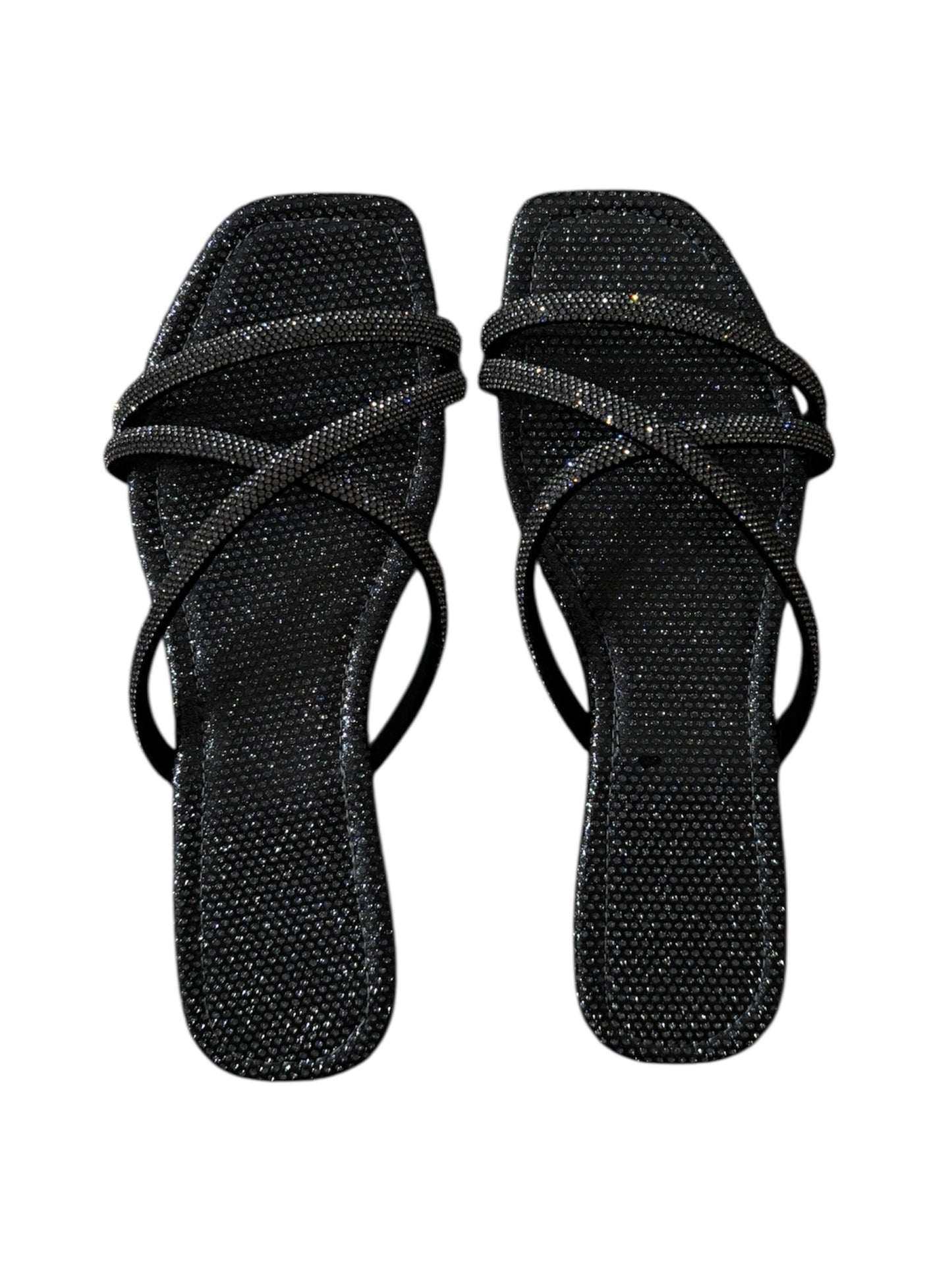 "Black Ice"- Shimmer Strap Sandals