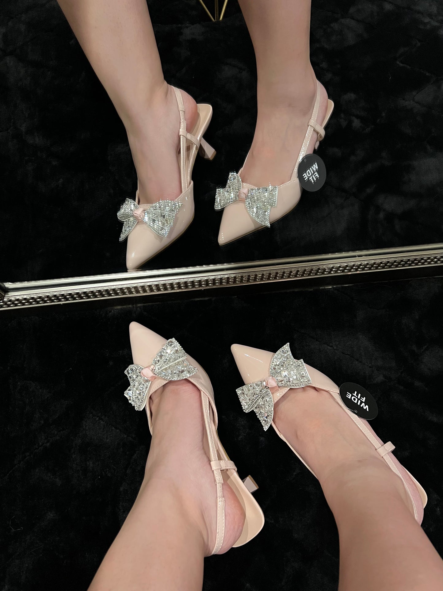 Aurora WIDE-FIT Embellished Bow Kitten Heels
