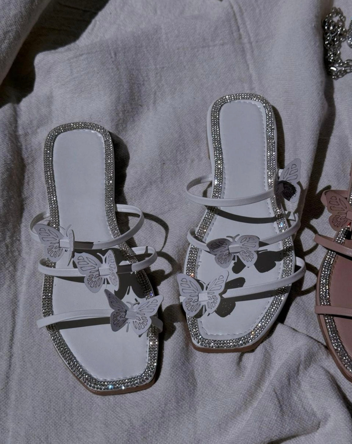 Butterfly Strap Rhinestone Sandals