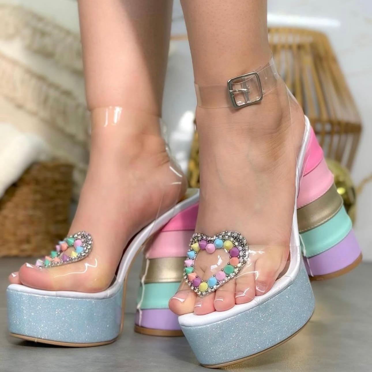 "Diosa"- Pastel Platform, Chunky Heels