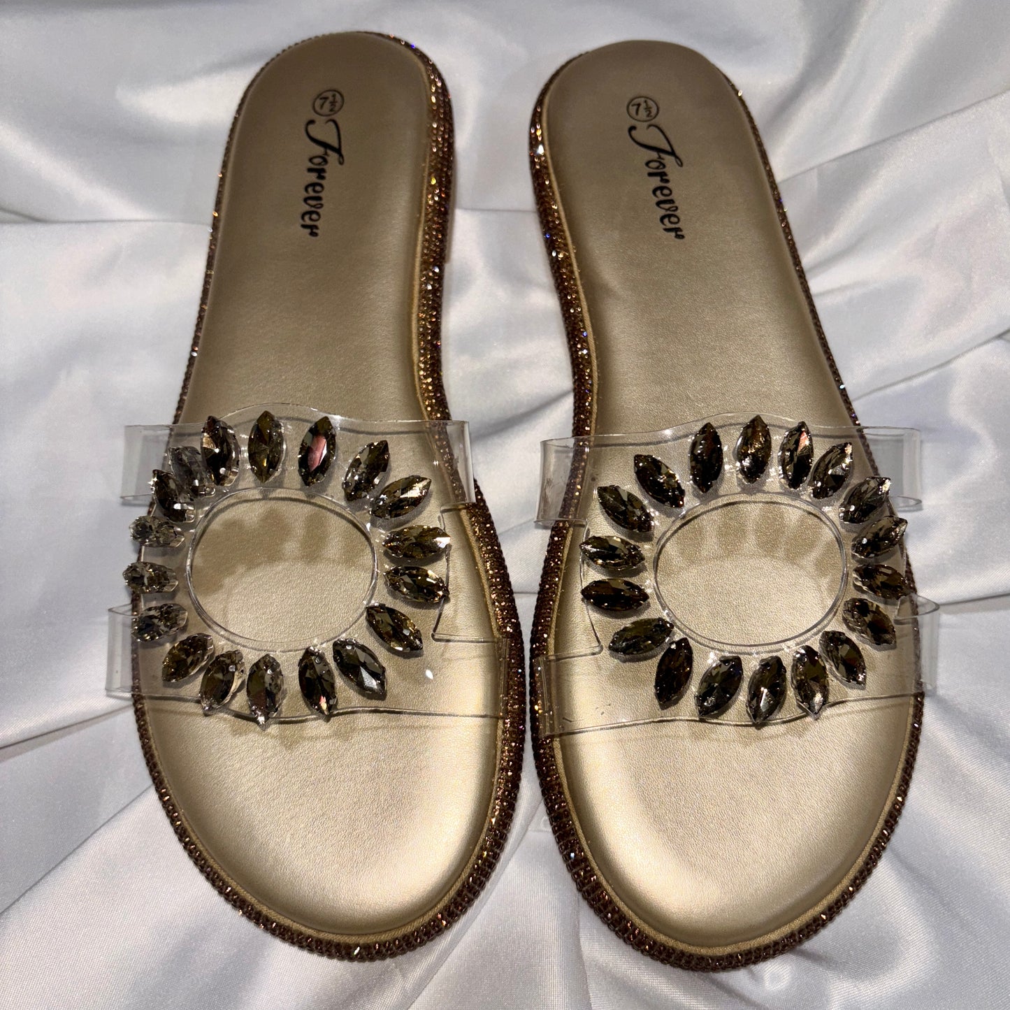 Heidy Rhinestone Clear Strap Sandals