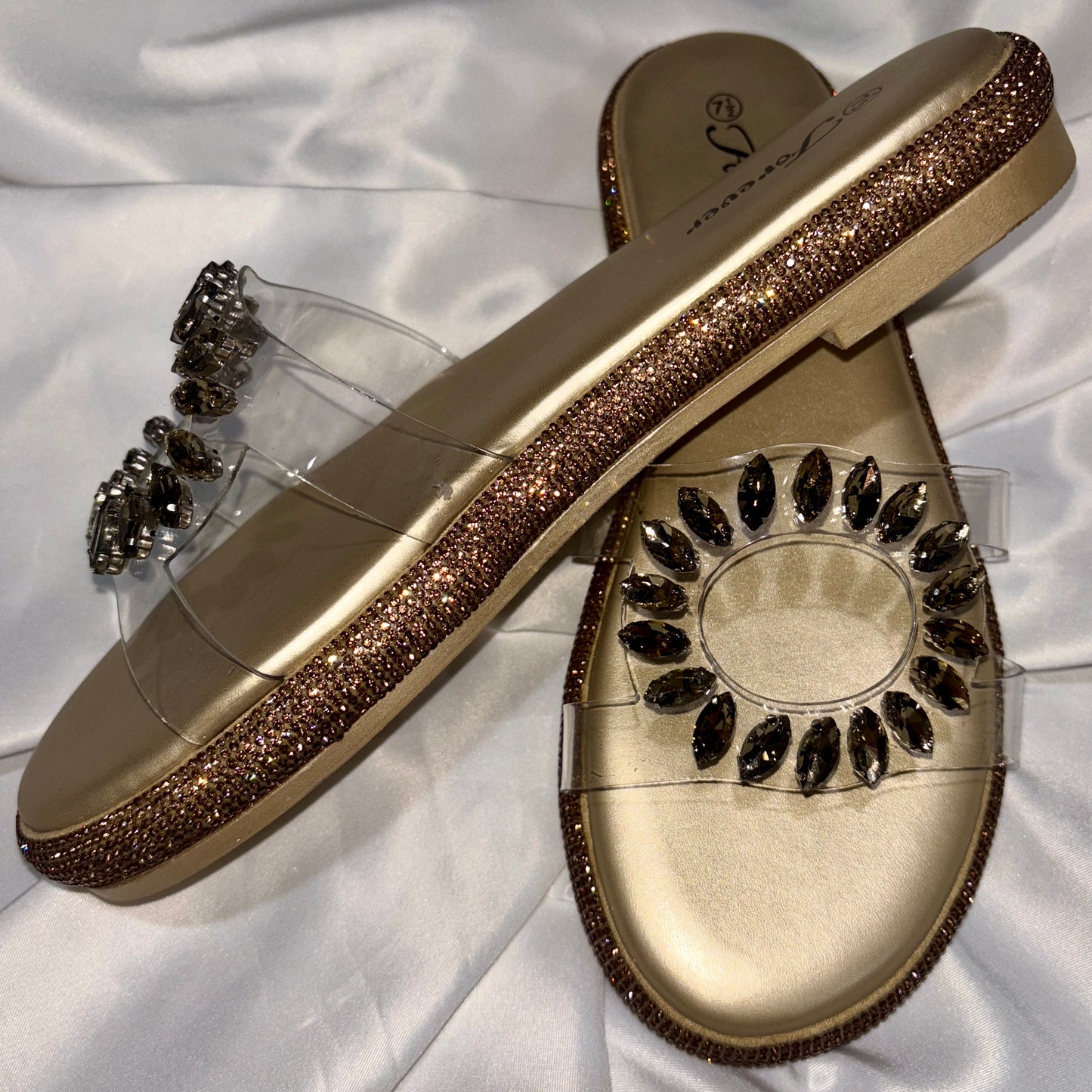 Heidy Rhinestone Clear Strap Sandals