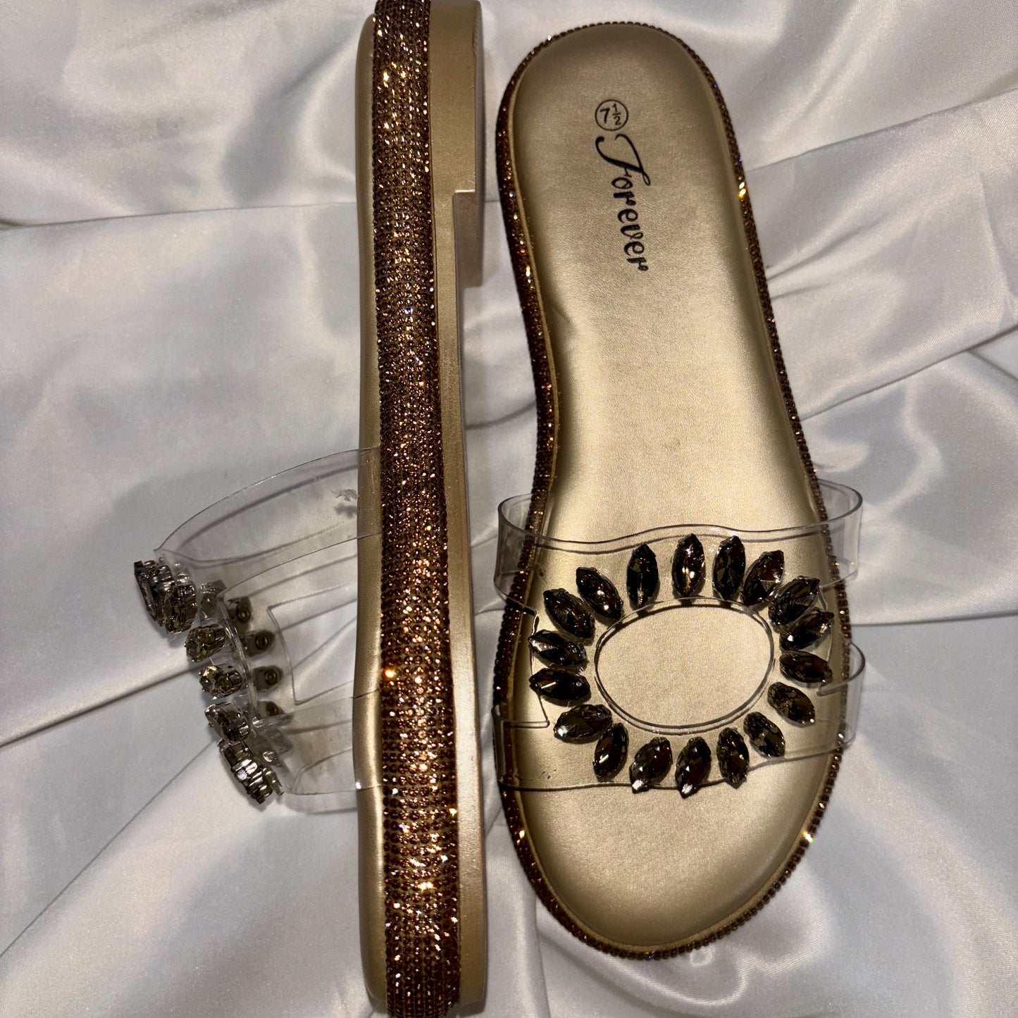 Heidy Rhinestone Clear Strap Sandals