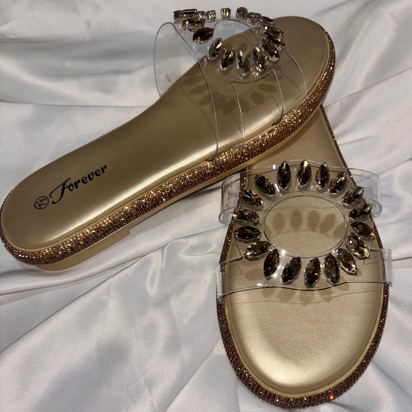 Heidy Rhinestone Clear Strap Sandals