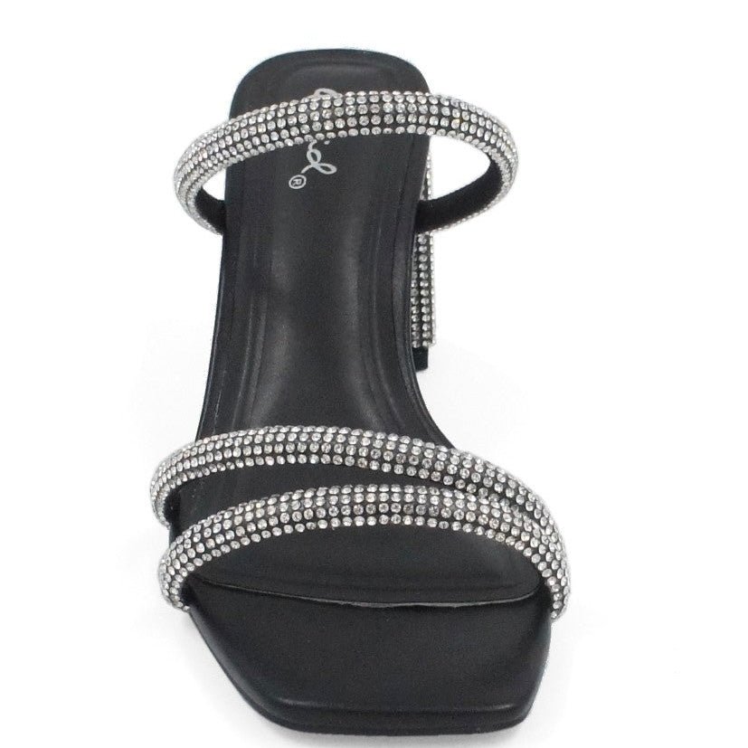 Cristina Black Dressy Rhinestone Sandal Heel
