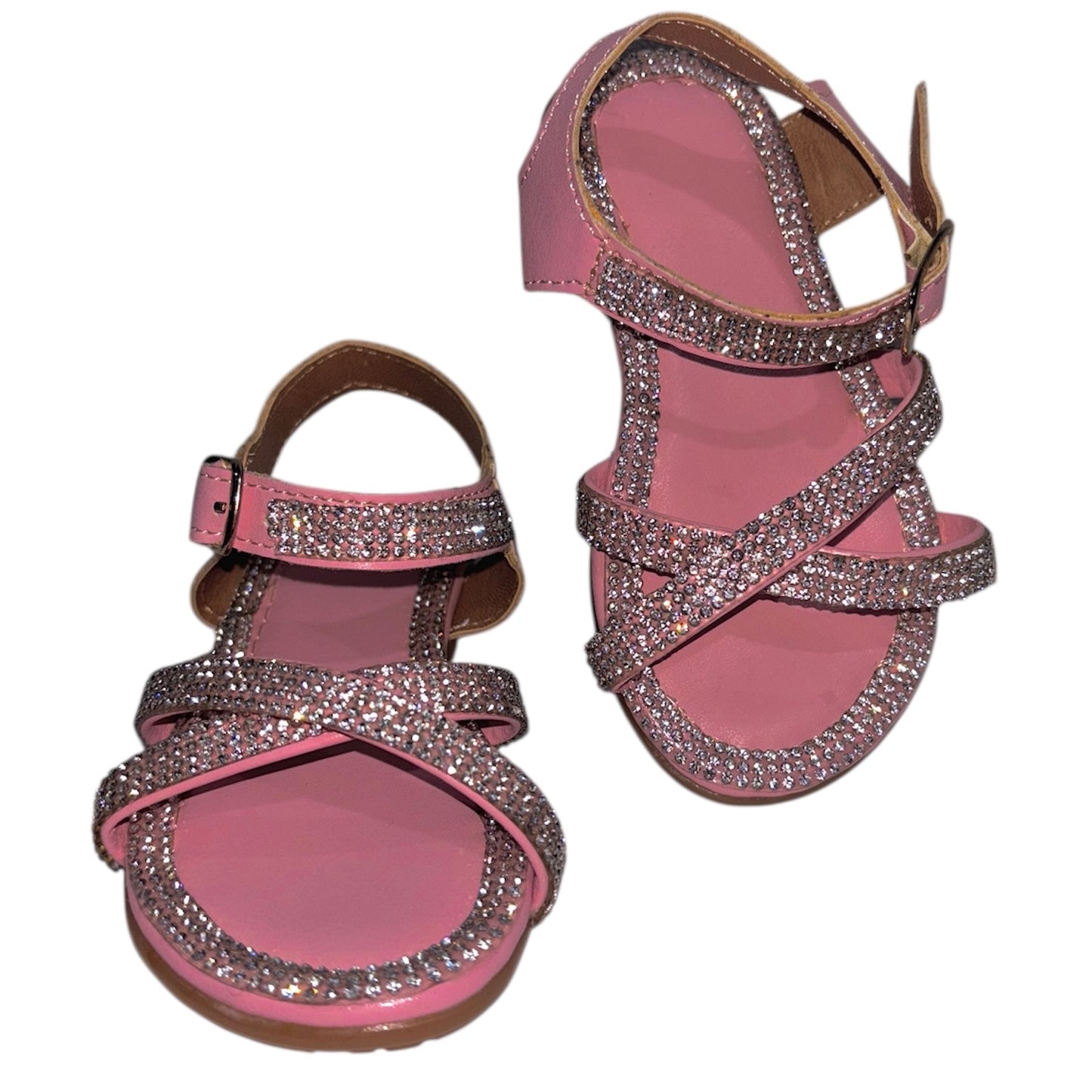 "Elena"- Toddler Rhinestone Buckle Sandals, Pink