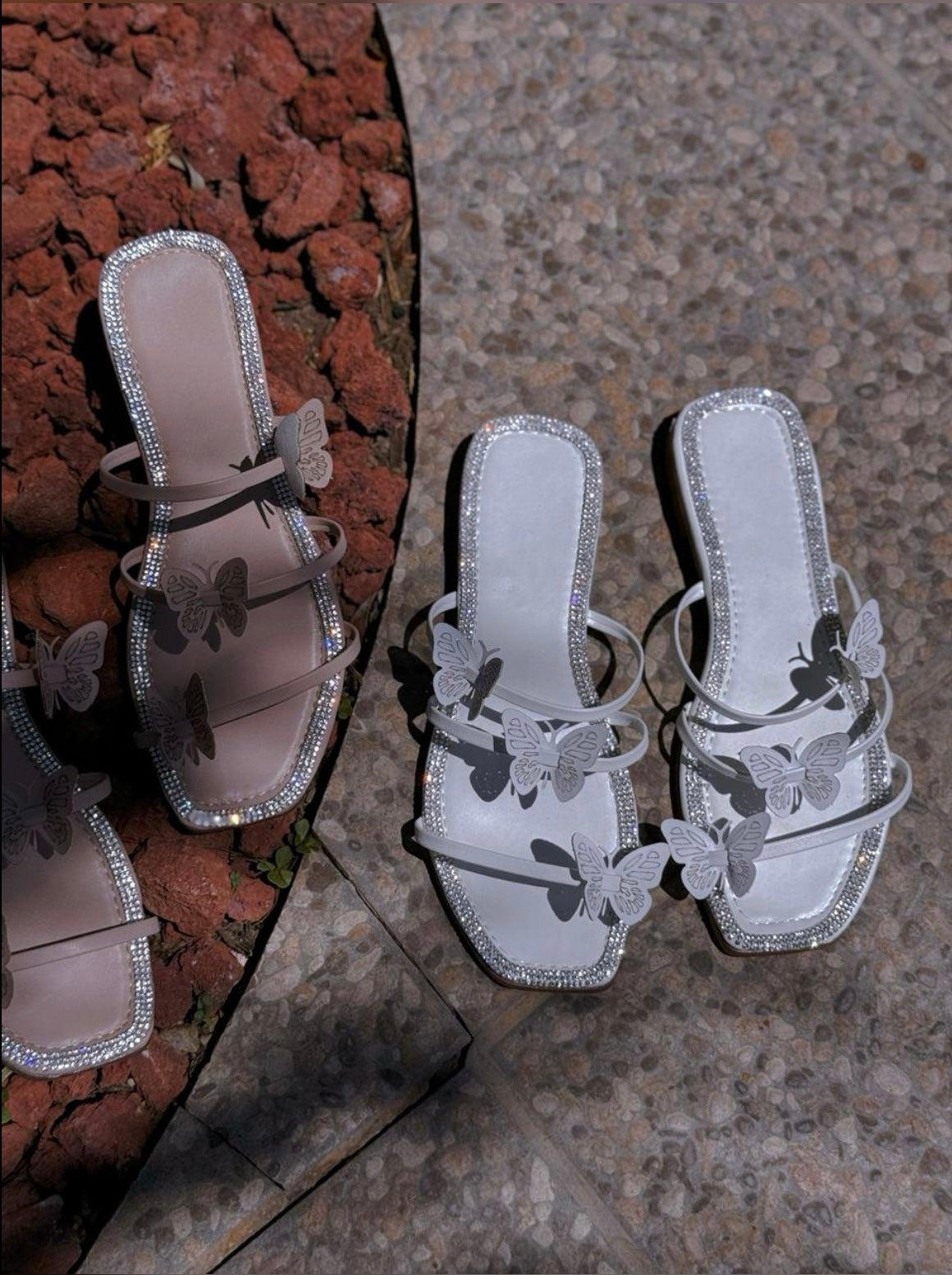 Butterfly Strap Rhinestone Sandals