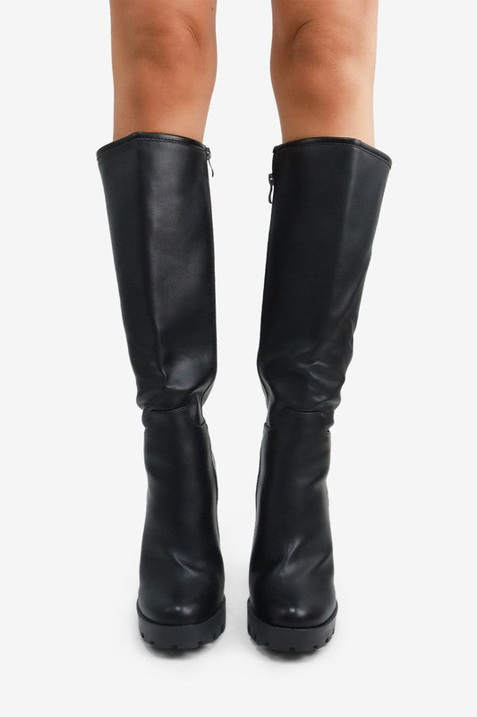 Roberta Knee High Chunky High Heel Boots