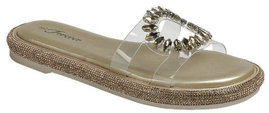 Heidy Rhinestone Clear Strap Sandals
