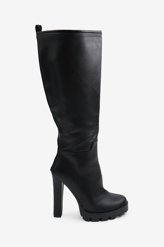 Roberta Knee High Chunky High Heel Boots