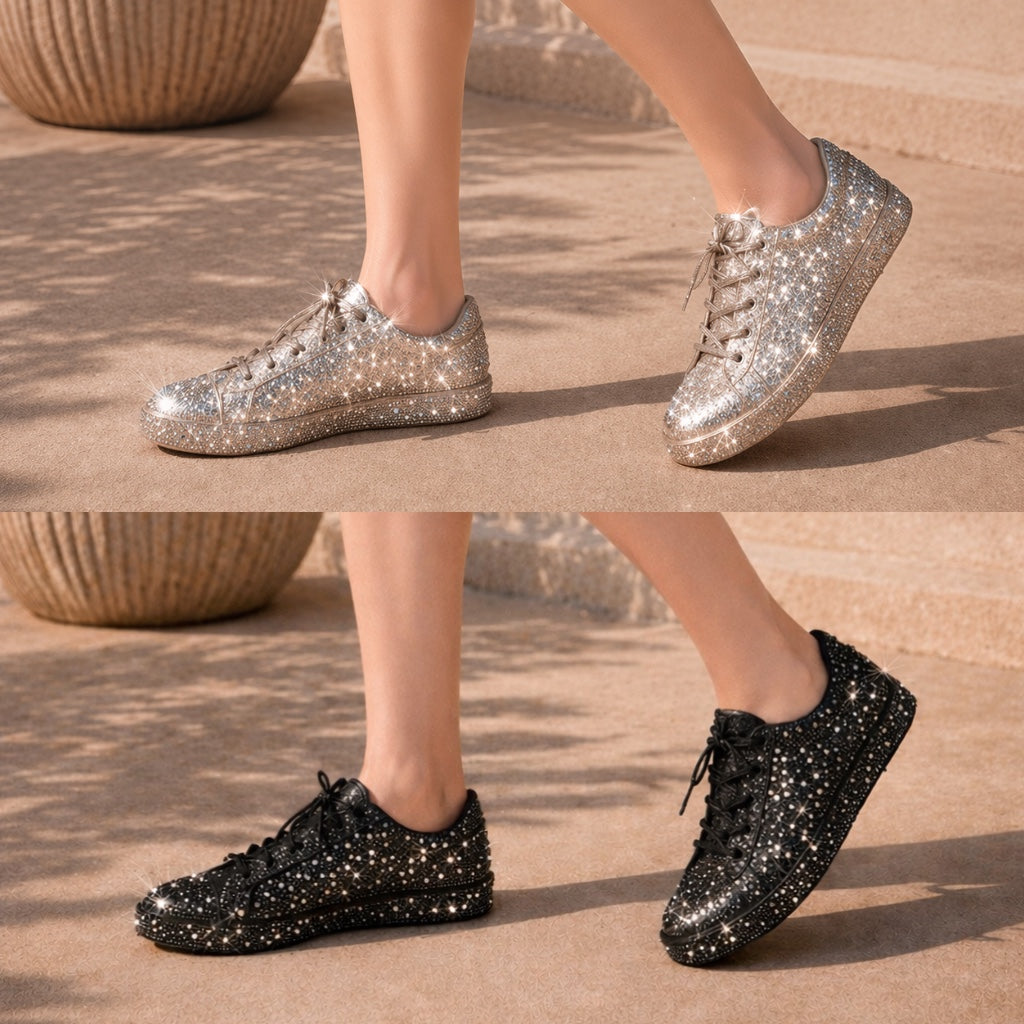 Sandra Rhinestone Laced Sneakers