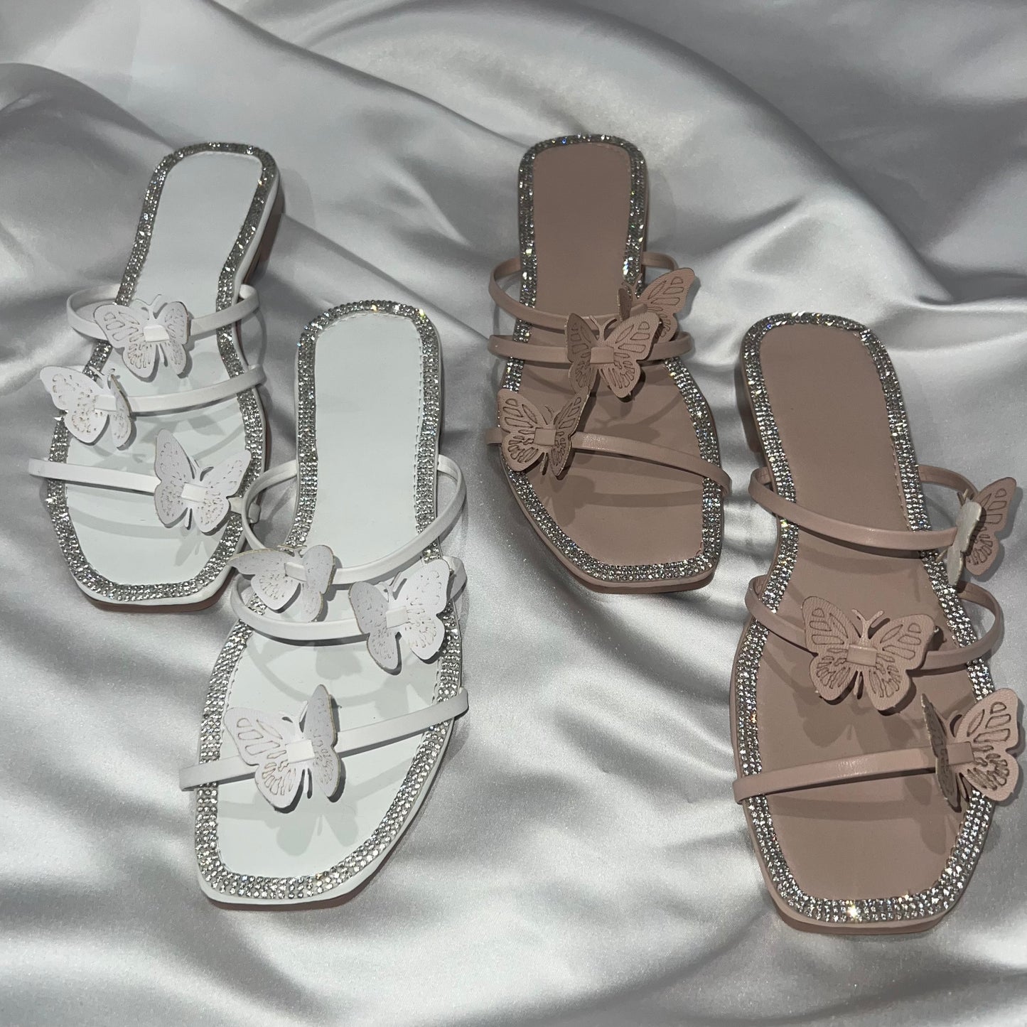 Butterfly Strap Rhinestone Sandals