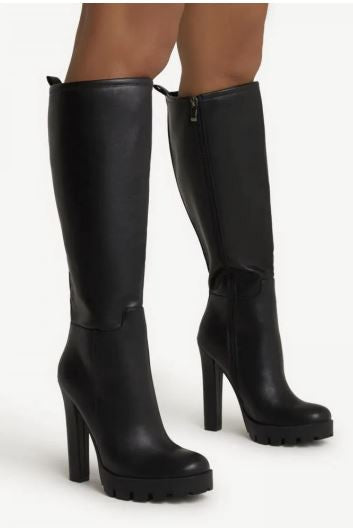 Roberta Knee High Chunky High Heel Boots