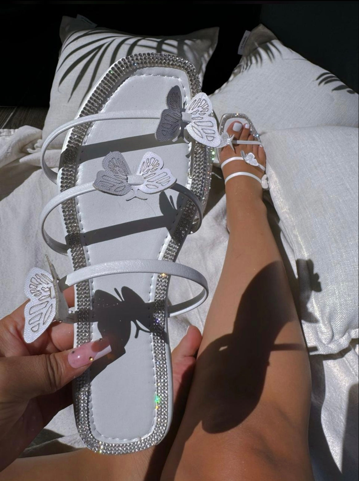 Butterfly Strap Rhinestone Sandals