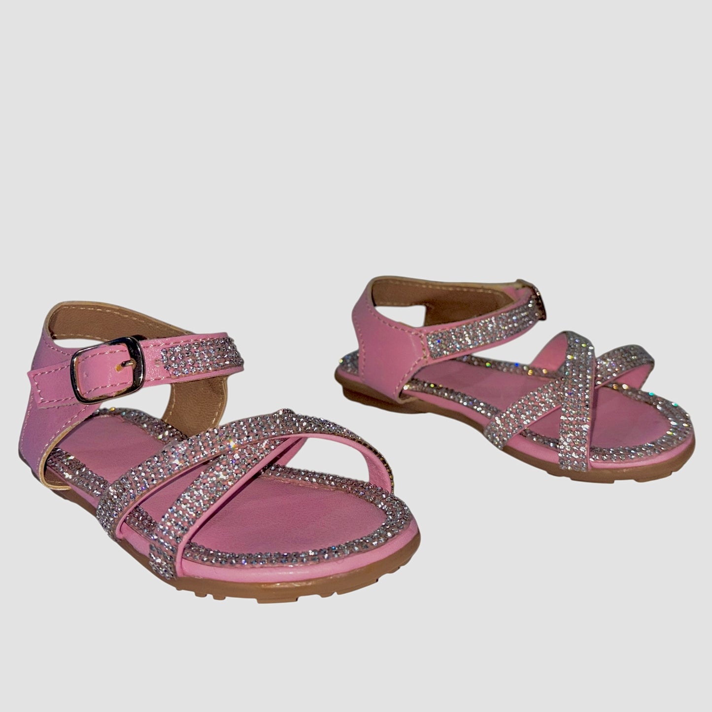 "Elena"- Toddler Rhinestone Buckle Sandals, Pink