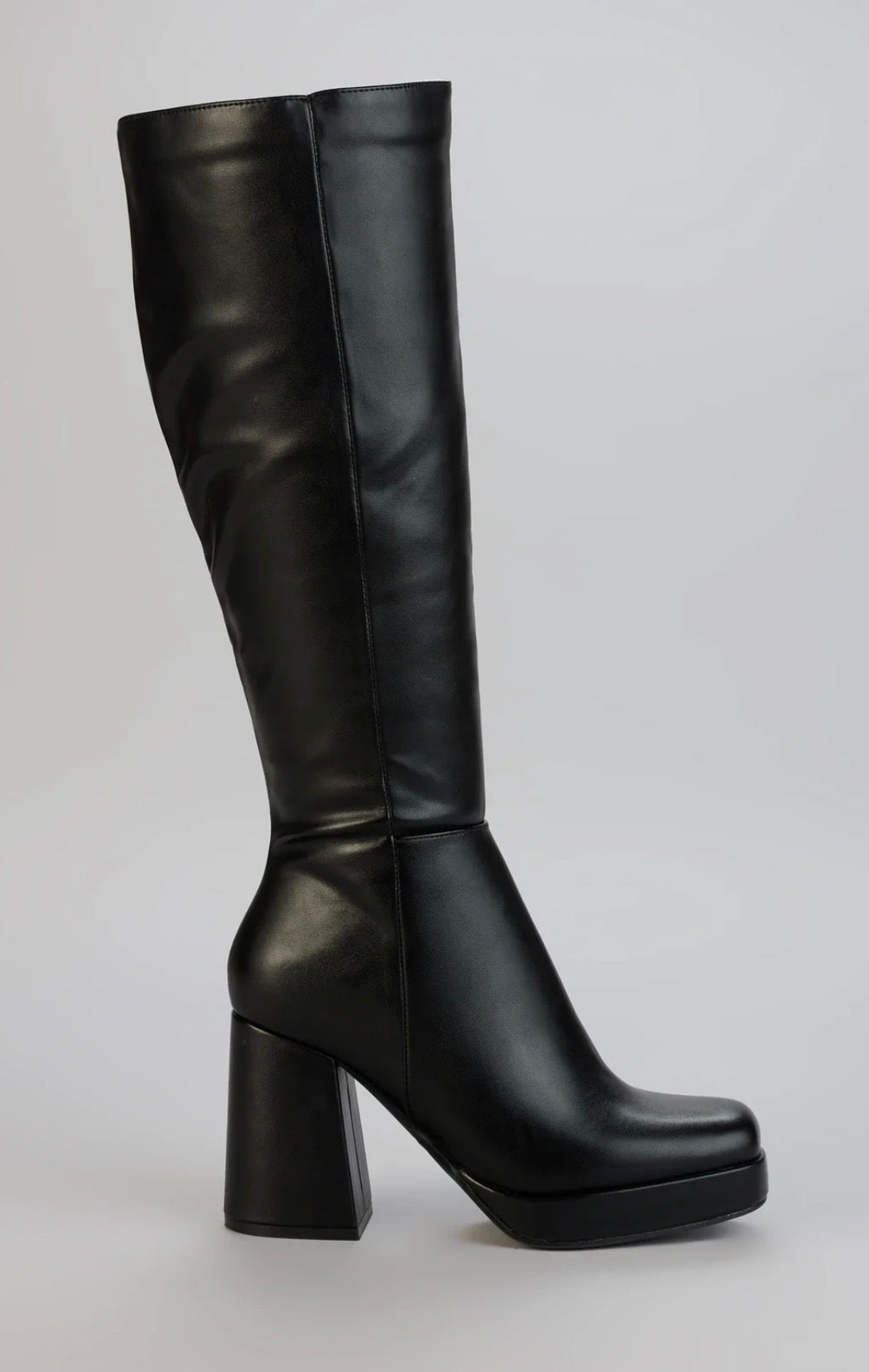Cynthia Black Platform Knee-High Boots