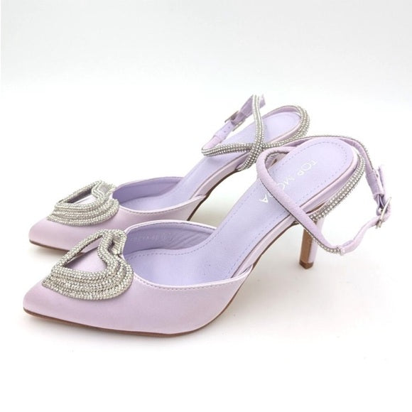 Maggie Lila Heart Embellished Rhinestone Heel