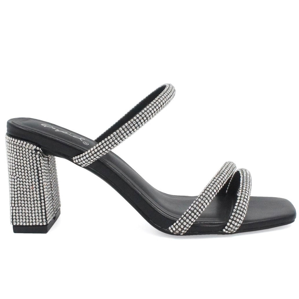Cristina Black Dressy Rhinestone Sandal Heel