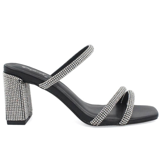 Cristina Black Dressy Rhinestone Sandal Heel