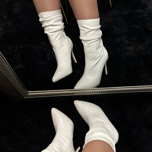 Lily- Pointed Toe Mid-Calf High Heel Boots