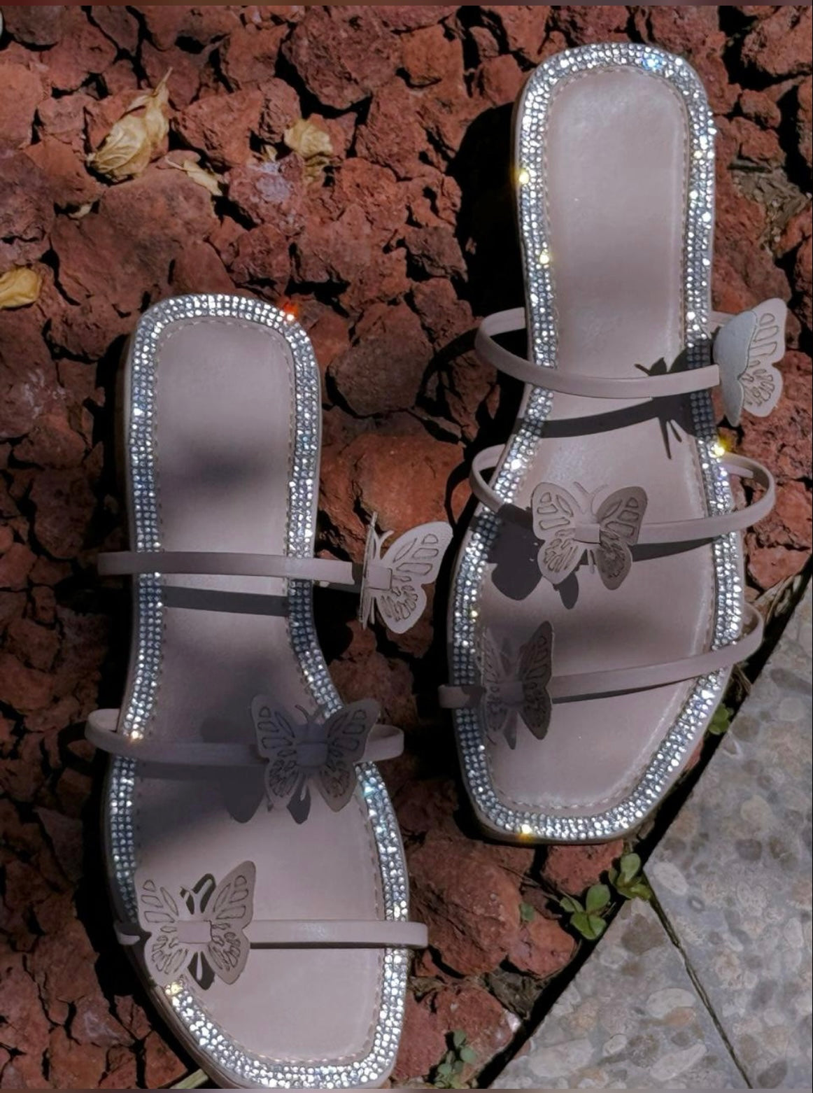 Butterfly Strap Rhinestone Sandals
