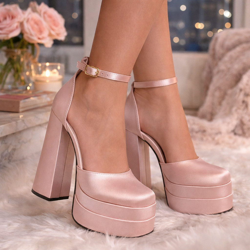 Violeta[SIZE DOWN HALF SIZE]- Platform Chunky High Heel