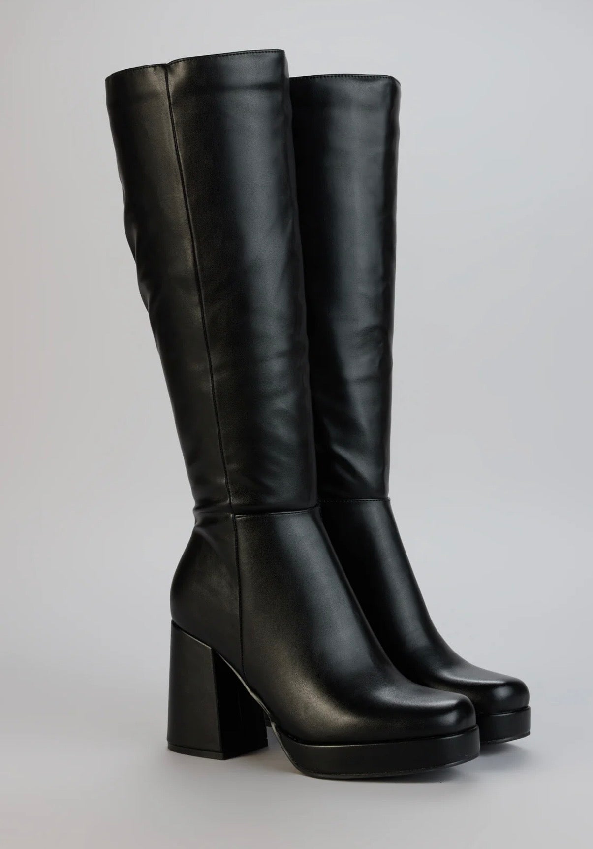 Cynthia Black Platform Knee-High Boots