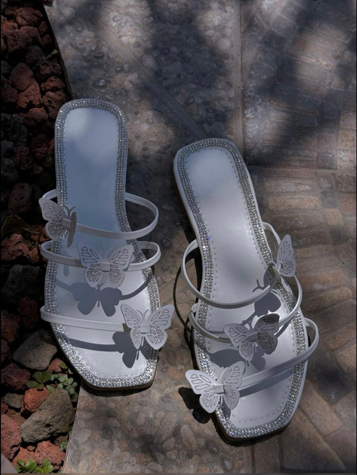 Butterfly Strap Rhinestone Sandals