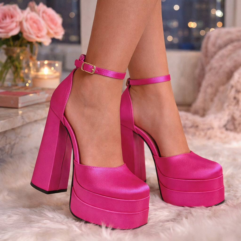 Violeta[SIZE DOWN HALF SIZE]- Platform Chunky High Heel