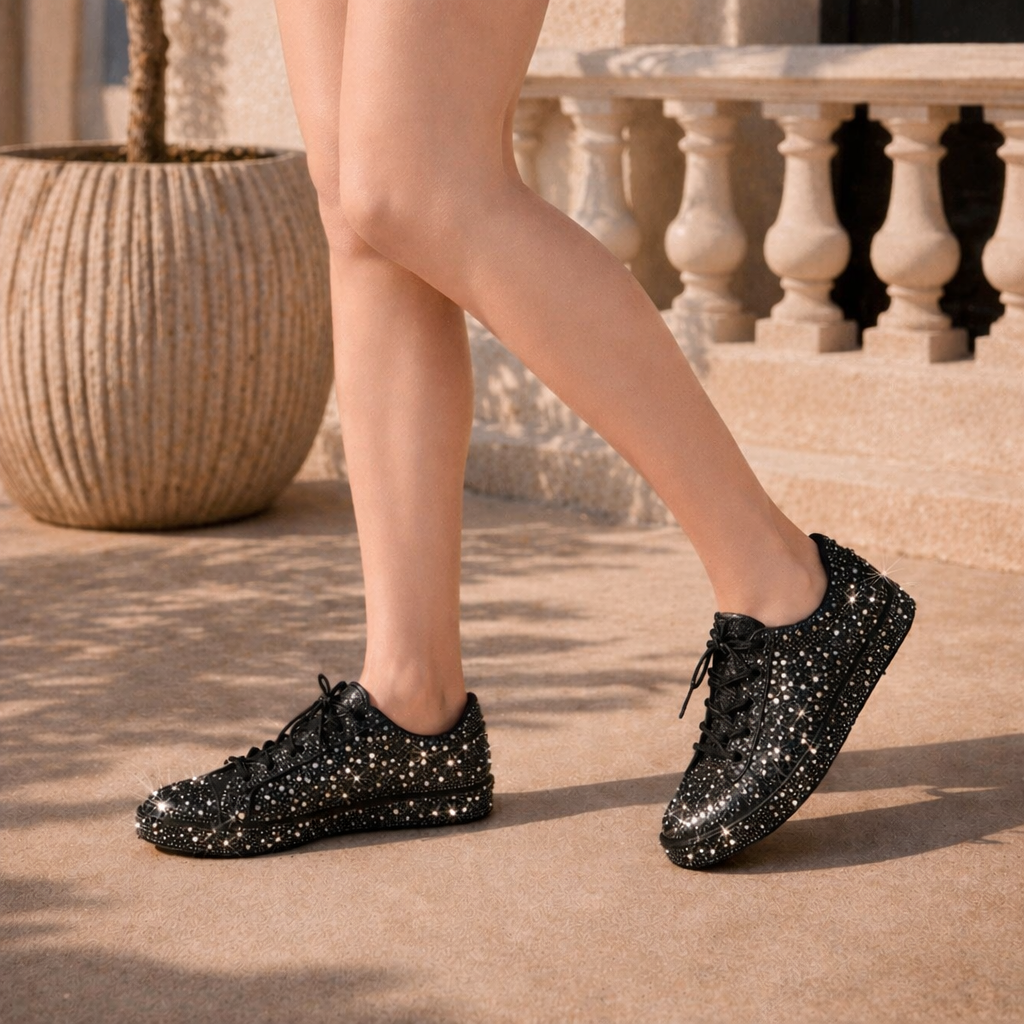 Sandra Rhinestone Laced Sneakers