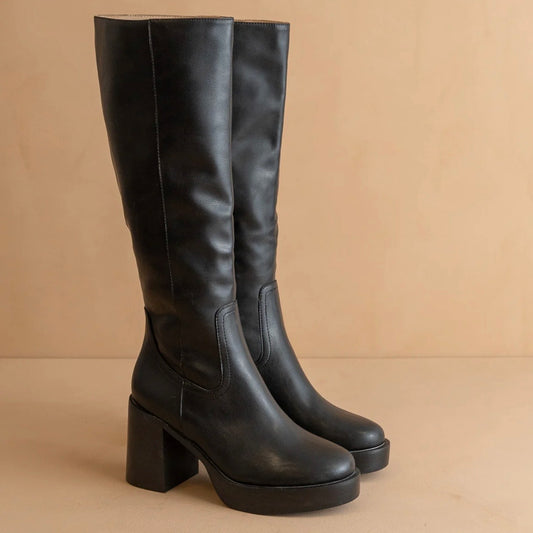 Cynthia Black Platform Knee-High Boots
