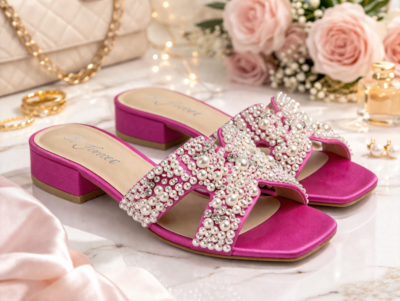 Cecilia Pearled Rhinestone Sandals