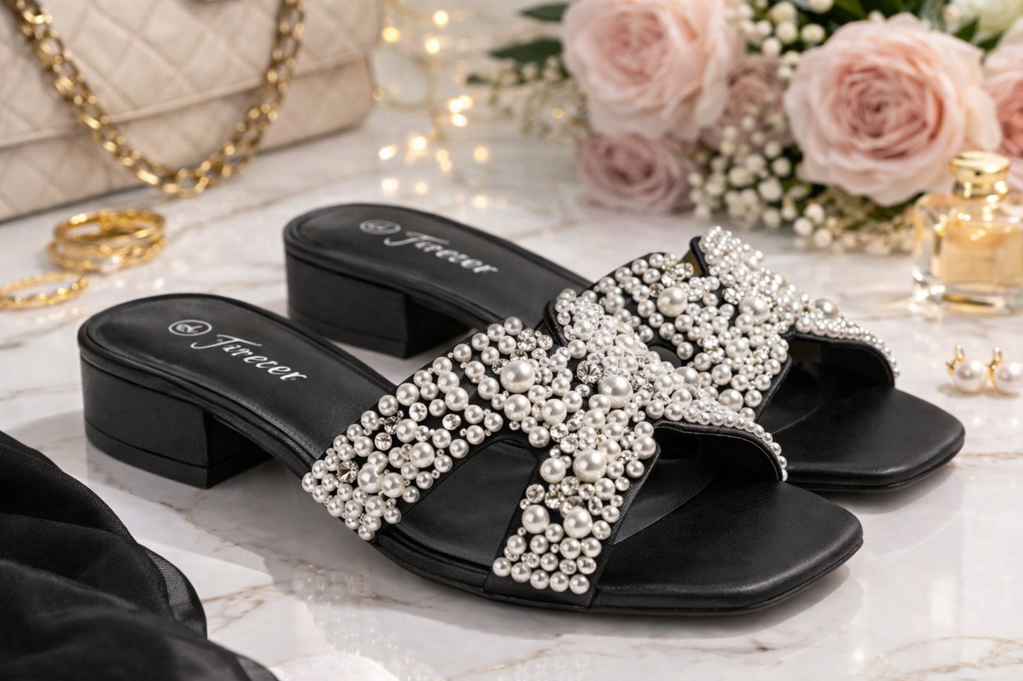 Cecilia Pearled Rhinestone Sandals