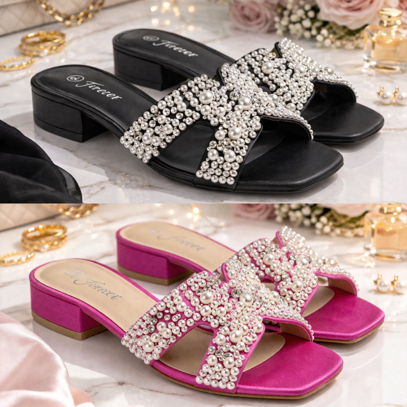 Cecilia Pearled Rhinestone Sandals